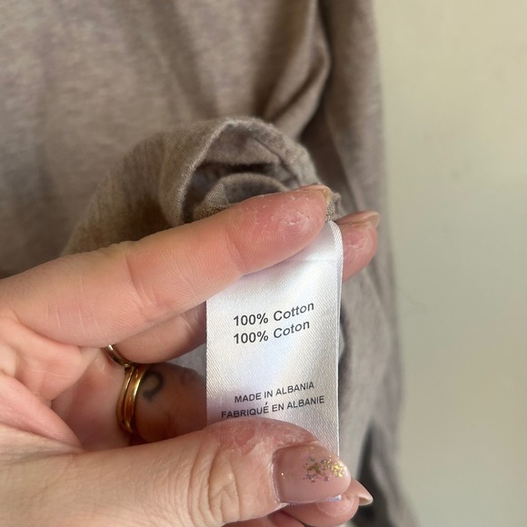 Saks Fifth Avenue Button Down Shirt Mens Small Taupe Tan Cotton Jersey EUC - Picture 5 of 5